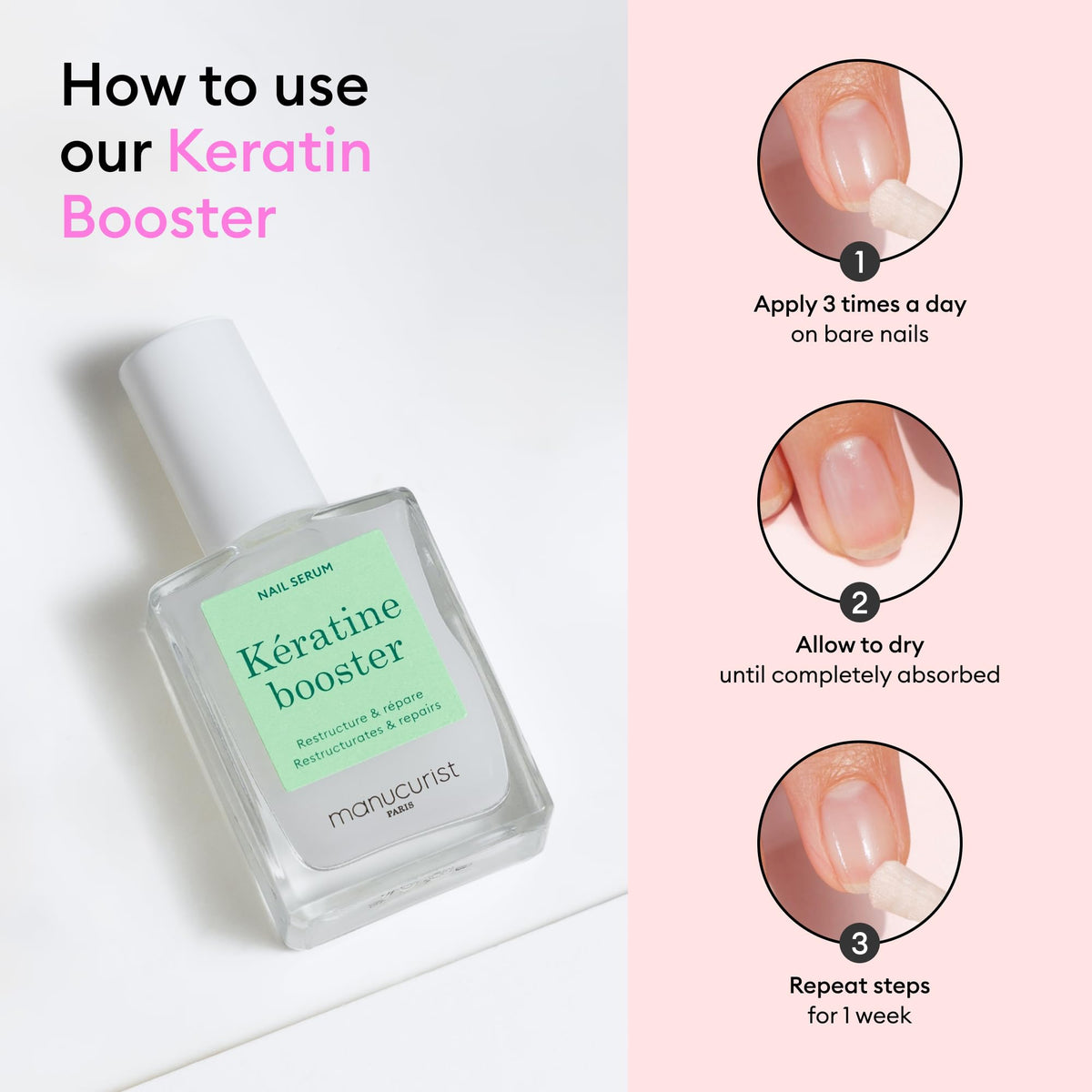 Manucurist nail before and after images showing smoother, denser appearance benefit