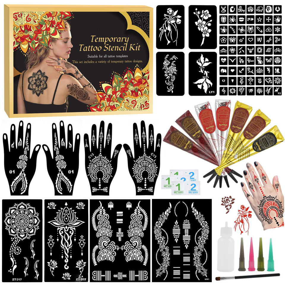 ManYan HaiYan front packaging showing complete temporary tattoo kit benefits