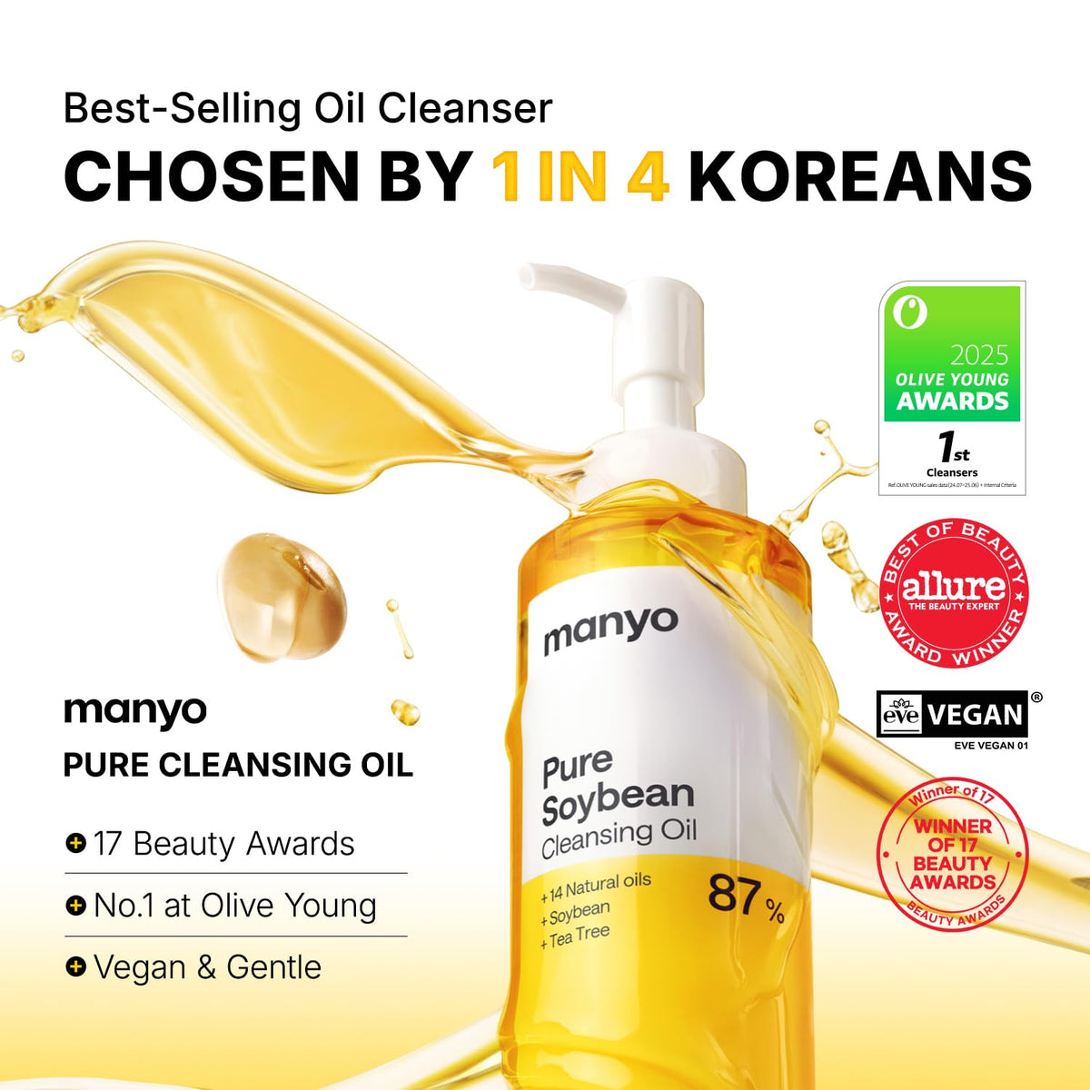ma:nyo pump and label close-up highlighting easy dispensing benefit