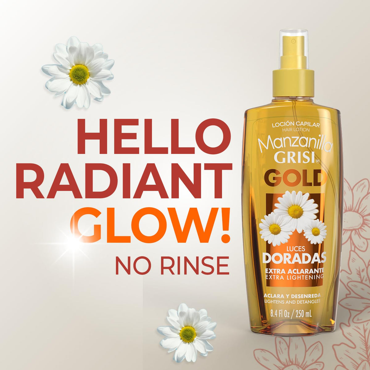 Manzanilla Grisi texture drops on hand highlighting lightweight chamomile formula