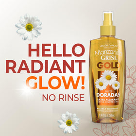 Manzanilla Grisi texture drops on hand highlighting lightweight chamomile formula