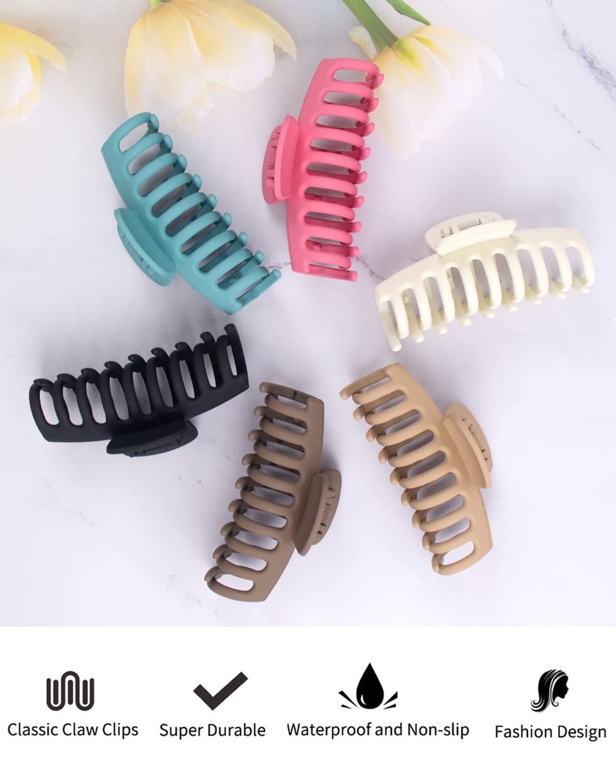 MAORULU six colorful clips flatlay, mix-and-match styling options
