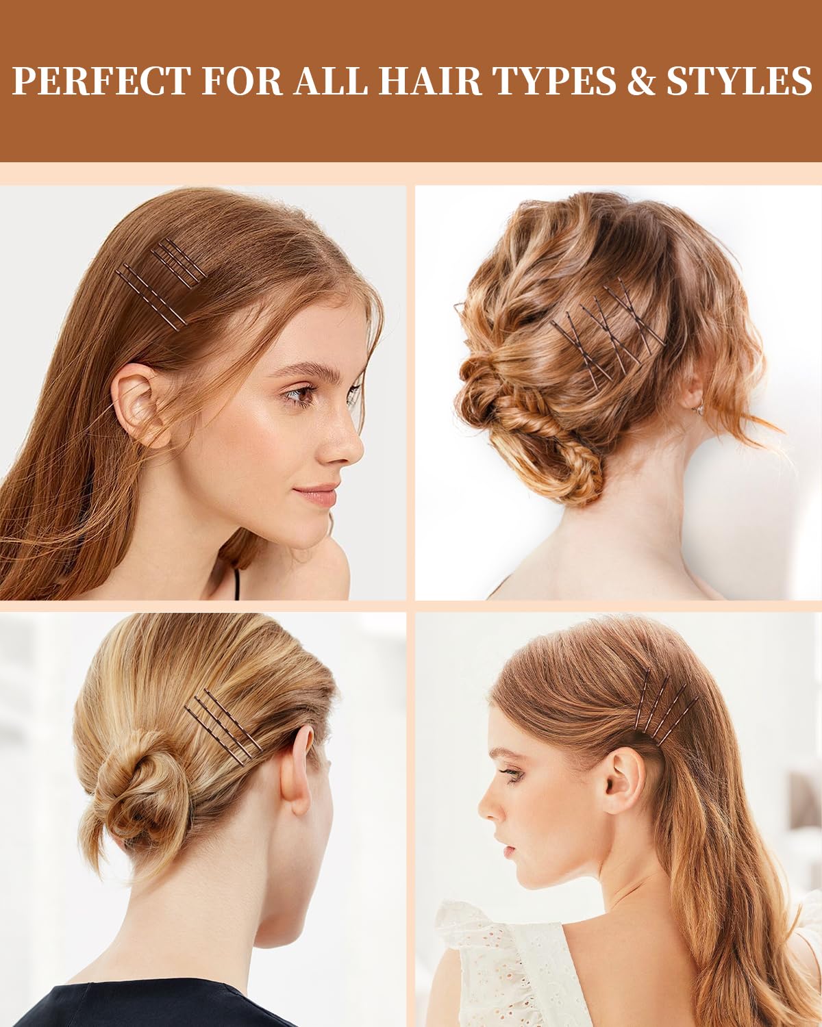 MAORULU bobby pins securing a bun for long-lasting, no-slip hold