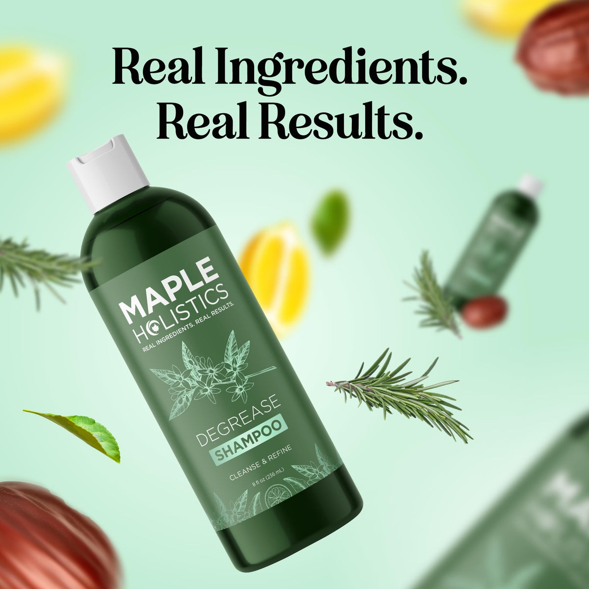 Maple Holistics 8 oz bottle in hand for accurate size perception