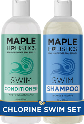Maple Holistics front packaging showing shampoo and conditioner, clear labeling and benefits