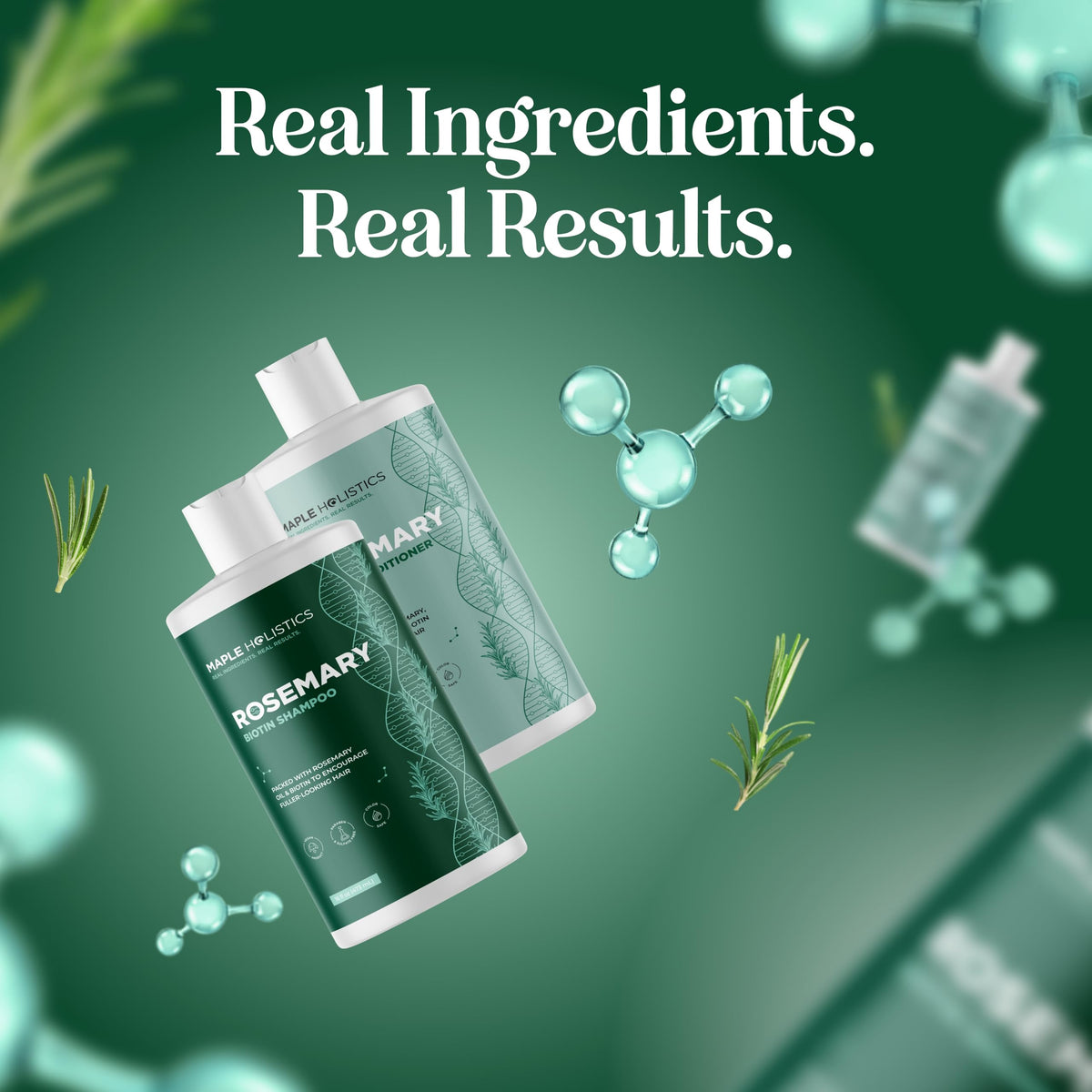 Maple Holistics set styled on bathroom shelf for a clean, natural routine benefit