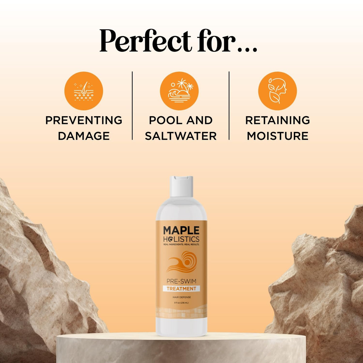 Maple Holistics bottle inside beach bag ready for pool or ocean days