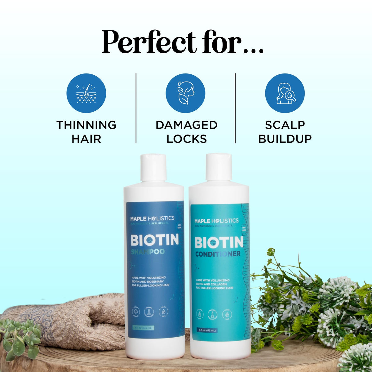 Maple Holistics before and after hair visible thicker-looking, natural shine