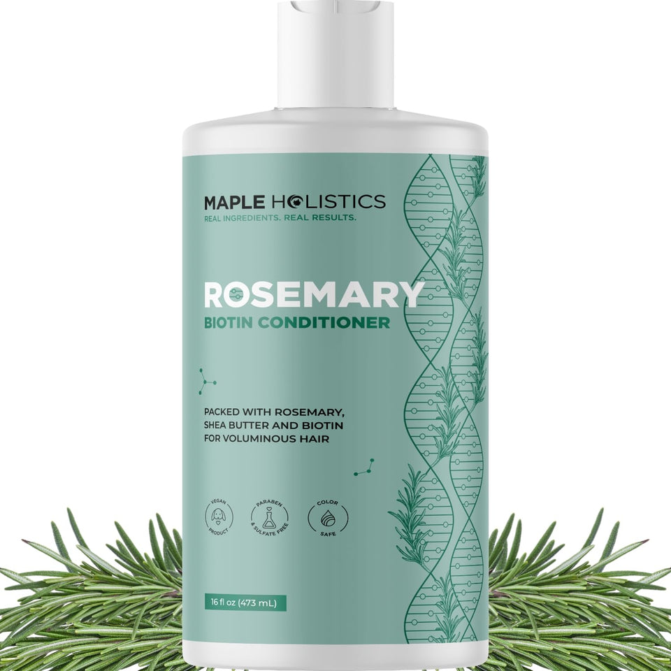 Maple Holistics front packaging showing biotin rosemary conditioner benefits