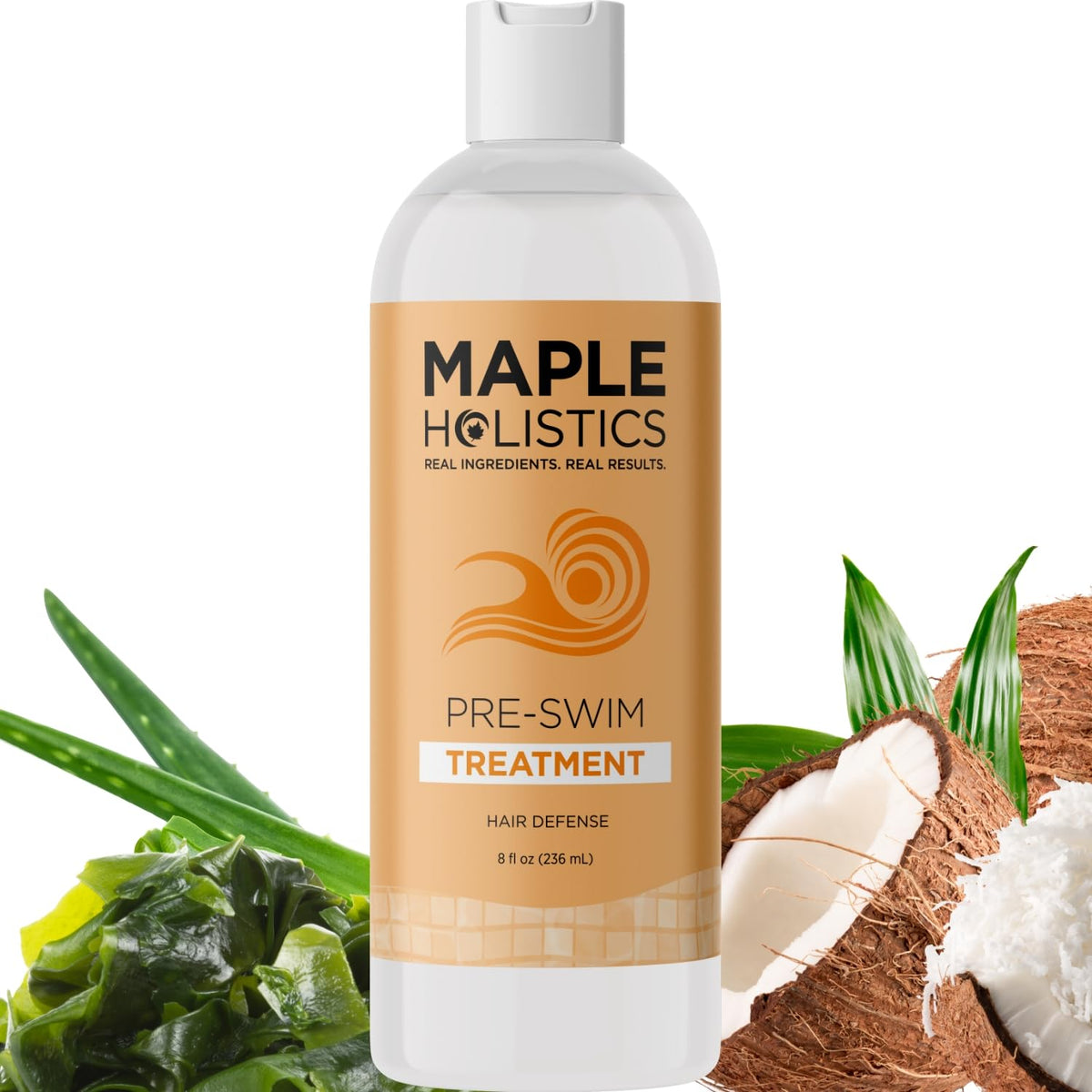 Maple Holistics bottle held by hand showing the 8 fl oz size