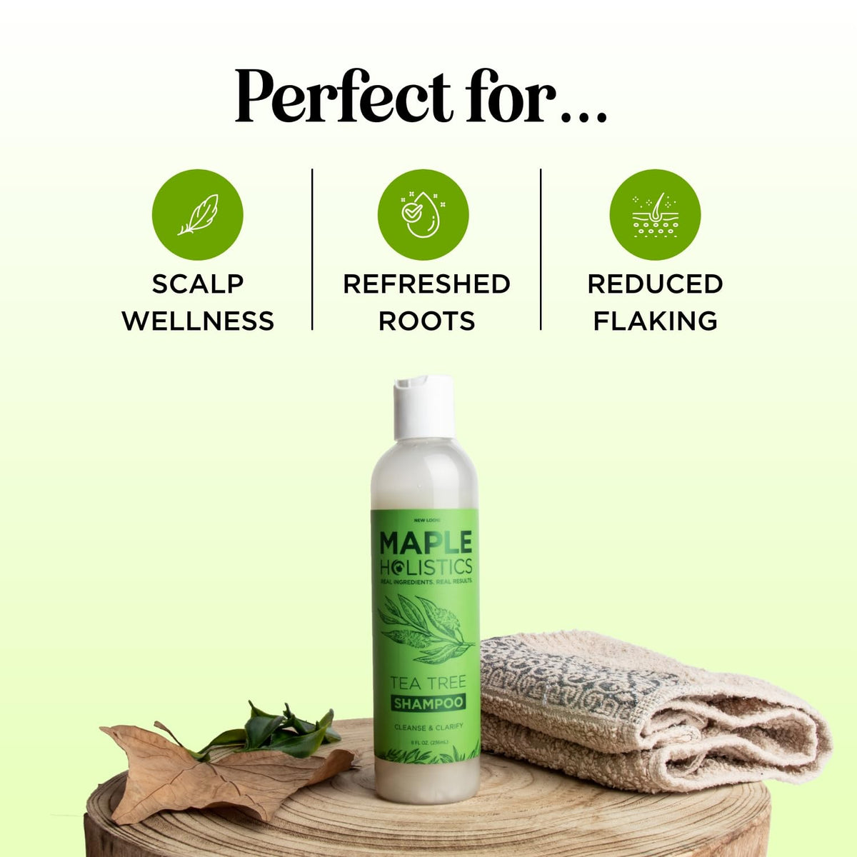 Maple Holistics bottle on bathroom counter suggesting daily routine refresh