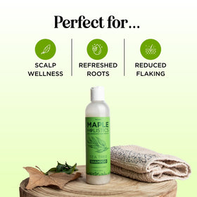 Maple Holistics bottle on bathroom counter suggesting daily routine refresh