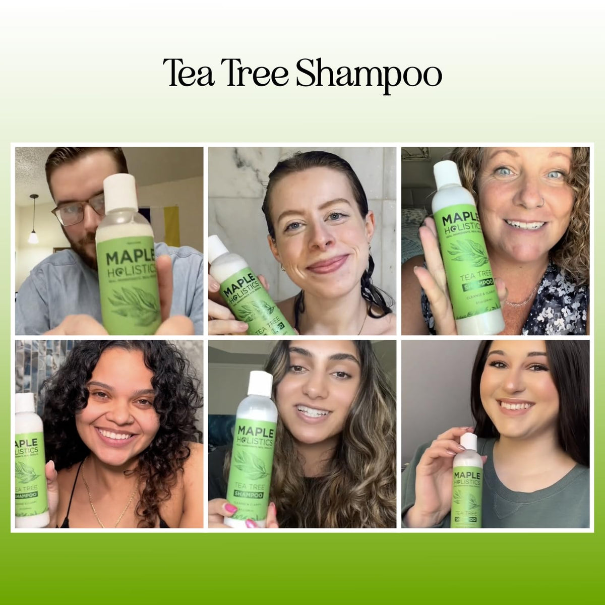 Maple Holistics pouring texture of shampoo highlighting gentle cleansing