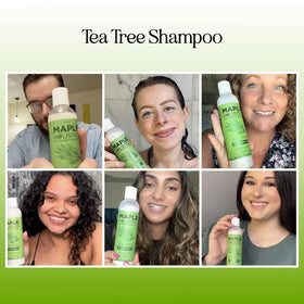 Maple Holistics pouring texture of shampoo highlighting gentle cleansing