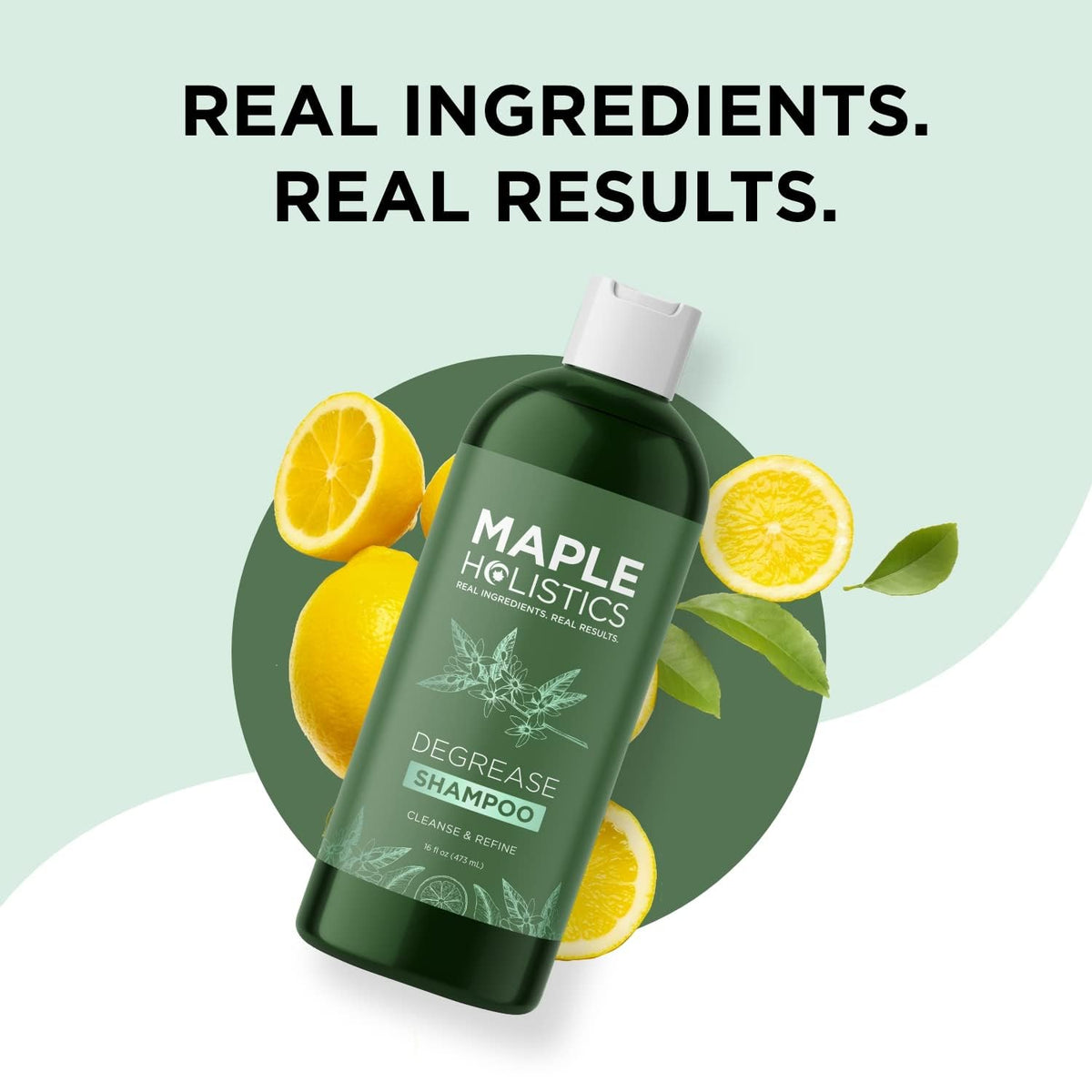 Maple Holistics shampoo in use on scalp illustrating effective degreasing