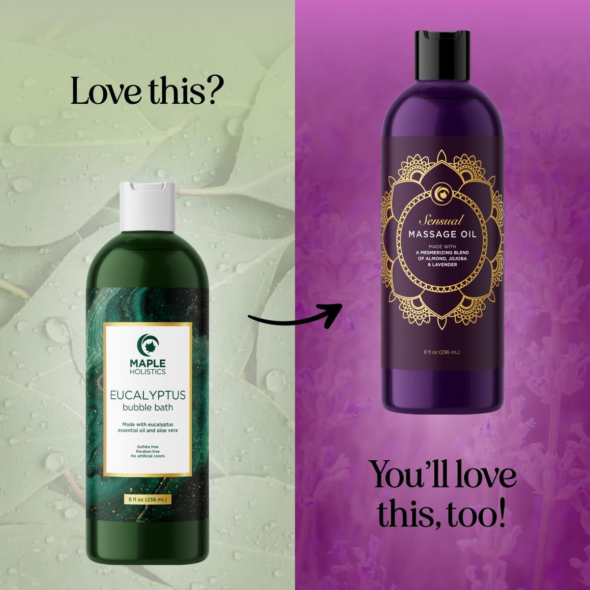 Maple Holistics bottle staged in bathroom for a serene aromatherapy atmosphere