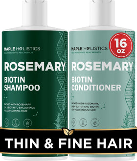 Maple Holistics front bottles showing set and clear benefits of volumizing