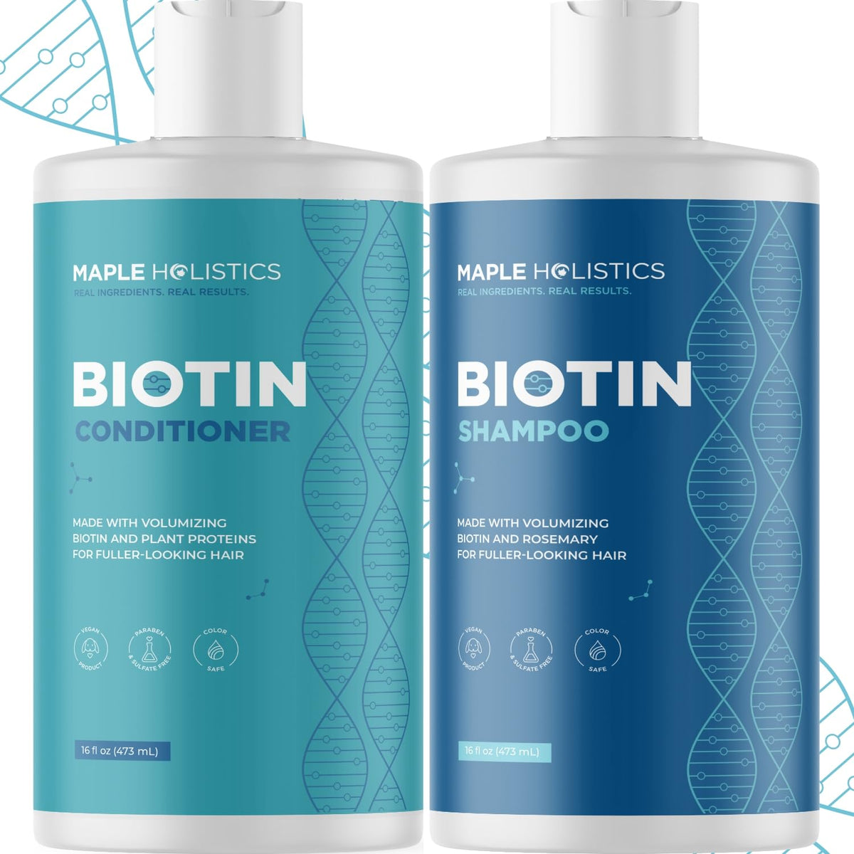 Maple Holistics front packaging showing rosemary biotin set for fuller hair