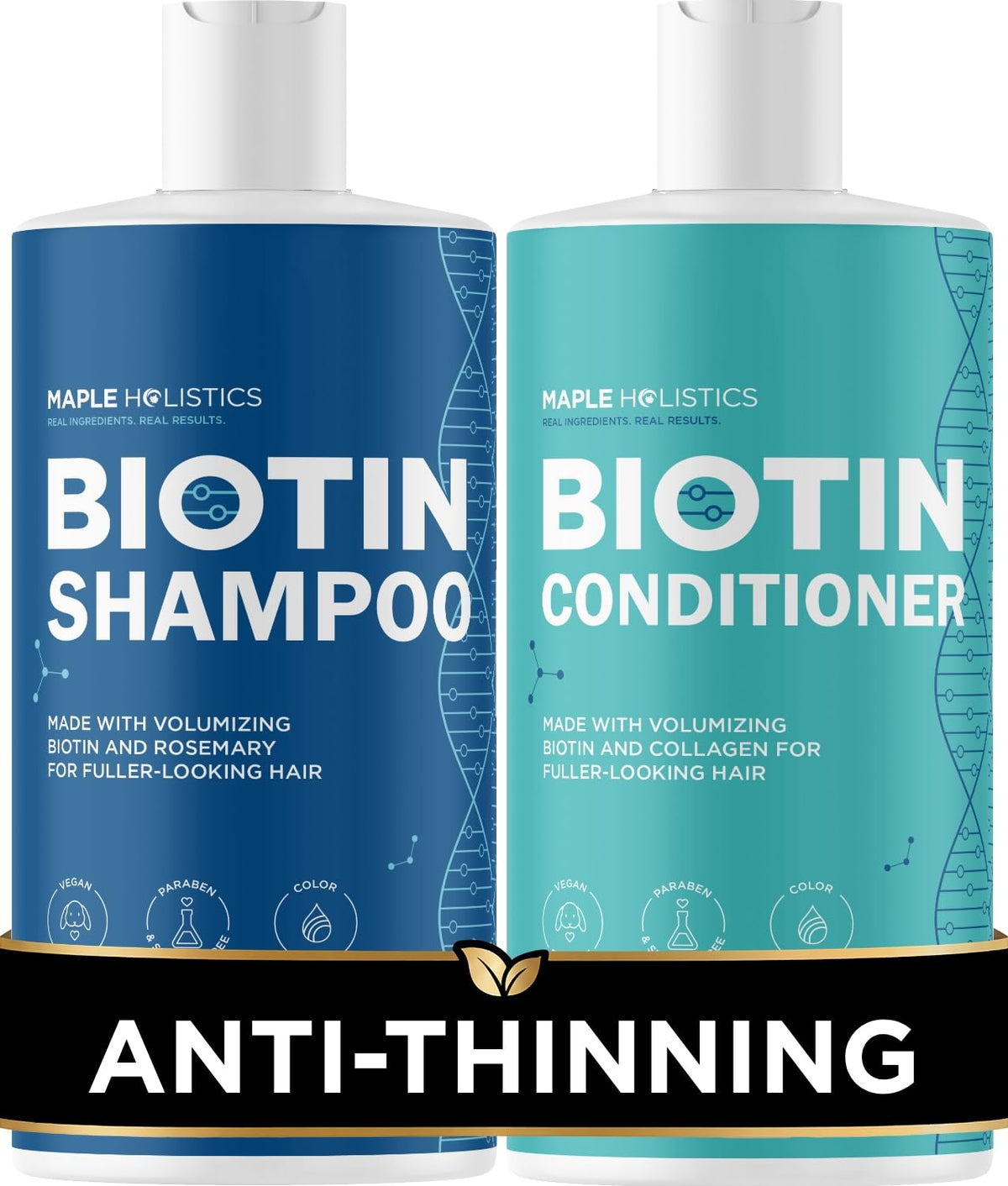 Maple Holistics front packaging showing rosemary biotin duo for fuller hair
