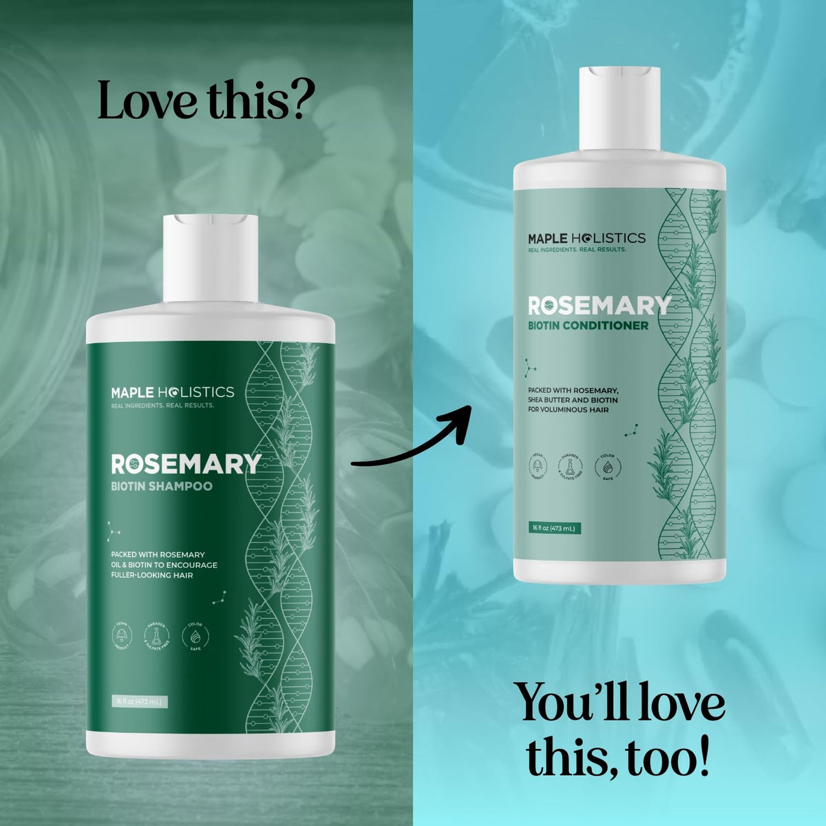 Maple Holistics in-shower use with hand applying product for fuller-looking hair