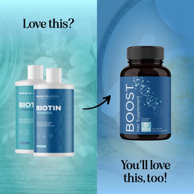 Maple Holistics rosemary and biotin ingredients display highlighting natural support