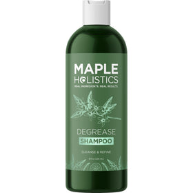 Maple Holistics shampoo on bathroom shelf creating calming routine