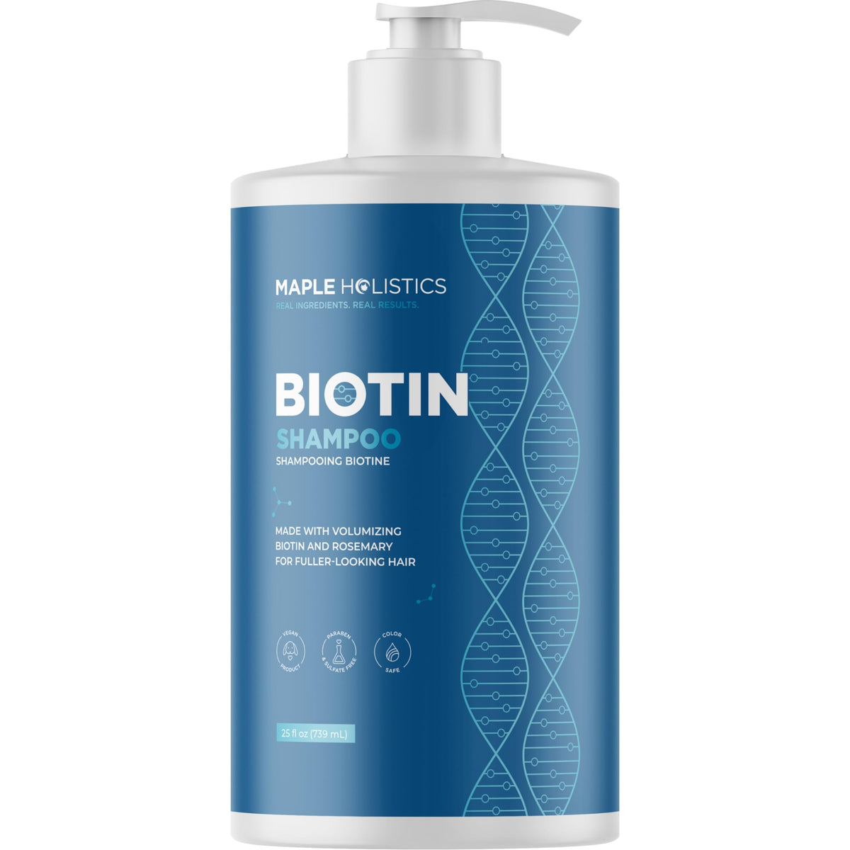 Maple Holistics front bottle view showing product and volumizing benefit