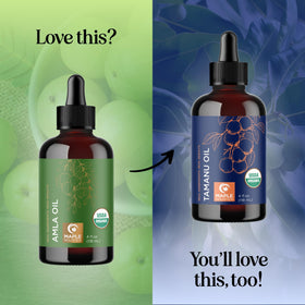 Maple Holistics scalp massage using amla oil illustrating soothing circulation benefit