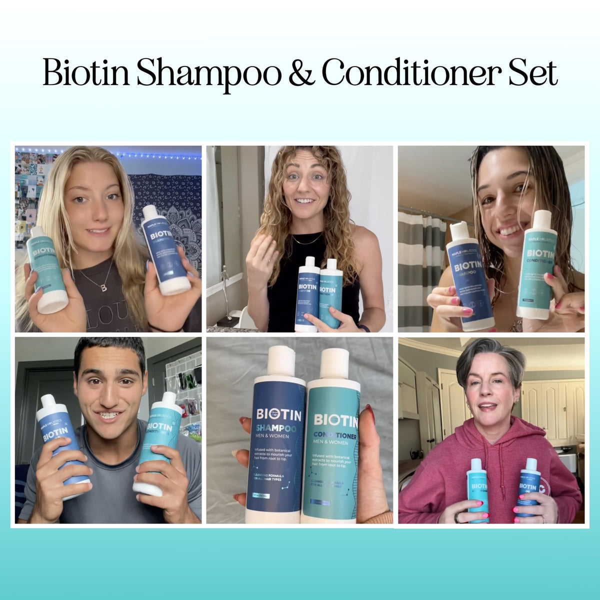 Maple Holistics shampoo bottle closeup highlighting pump and clean formula