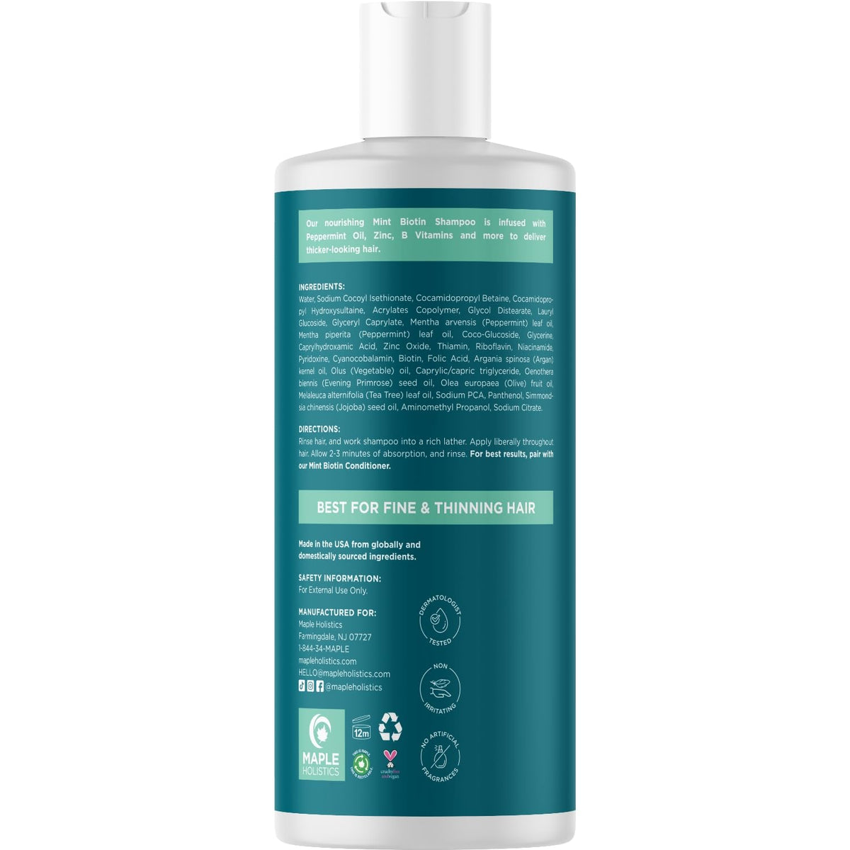 Maple Holistics shampoo in hand demonstrating controlled application