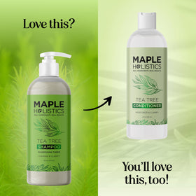 Maple Holistics bottle on shower shelf indicating in-shower use