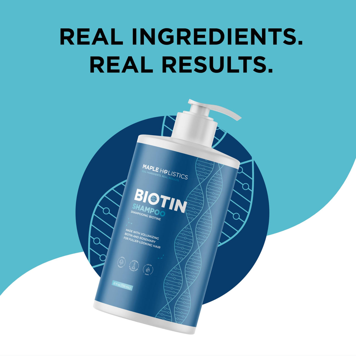 Maple Holistics shampoo in use under shower illustrating scalp-refreshing benefit