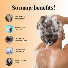 Maple Holistics being sprayed onto hair before entering water to protect