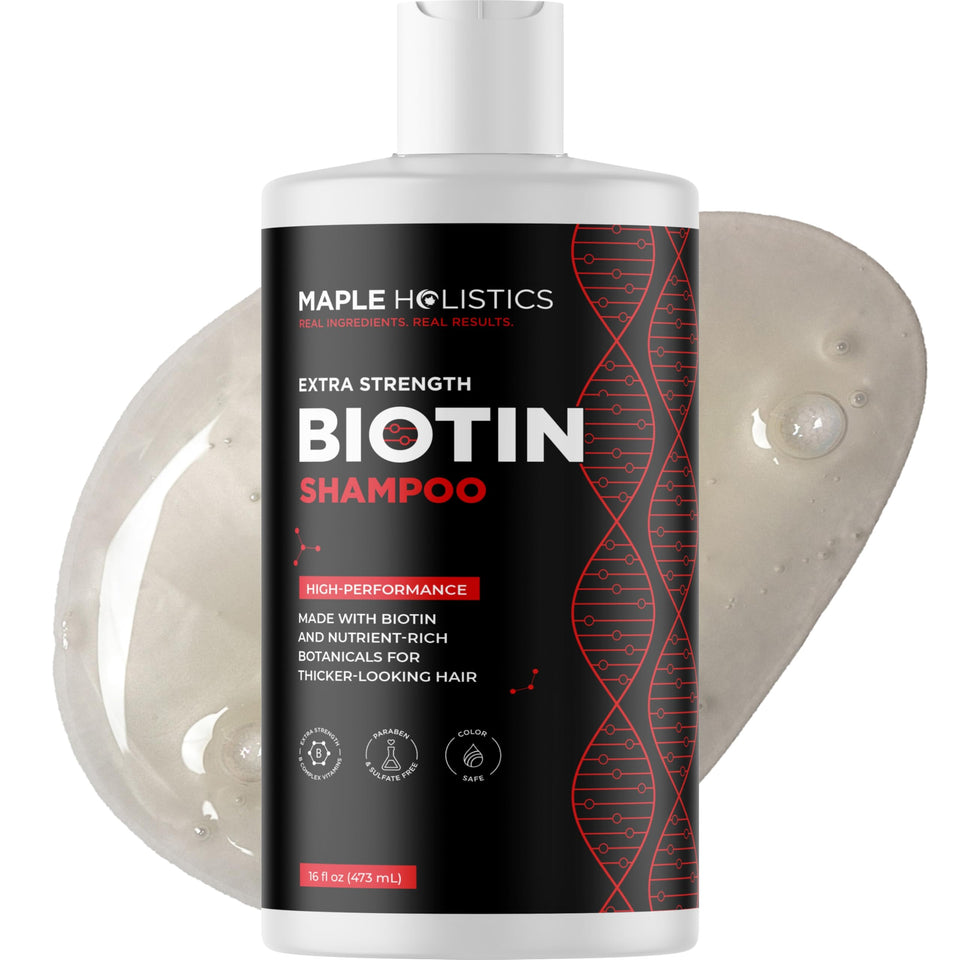 Maple Holistics front bottle view showing label and benefits