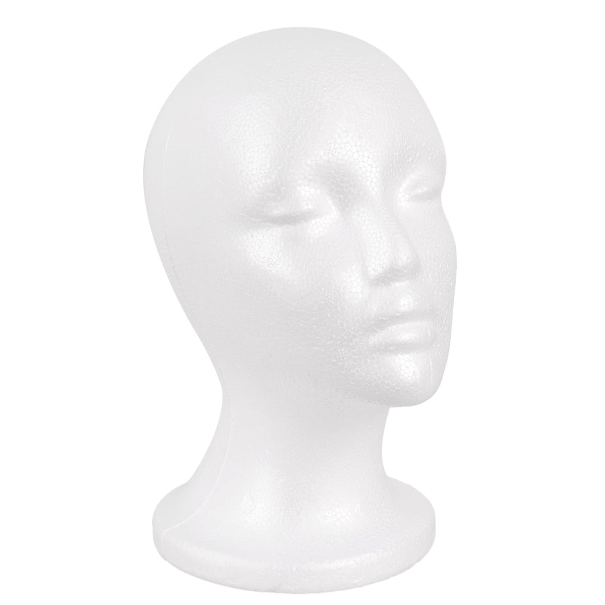 MapofBeauty front view of foam wig head showing neutral display benefit