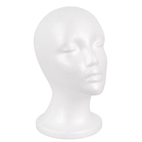 MapofBeauty front view of foam wig head showing neutral display benefit