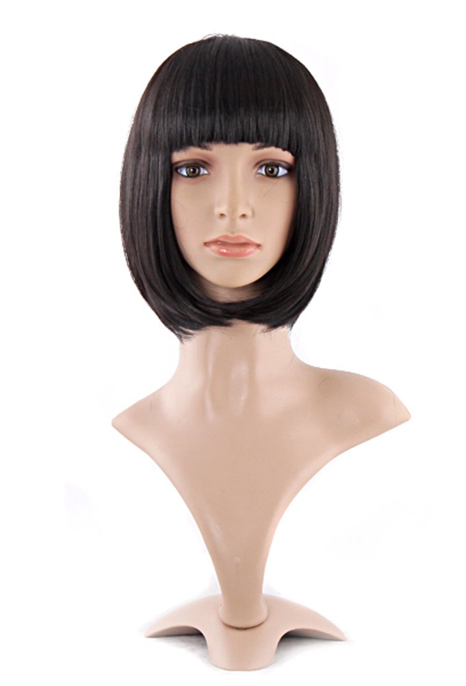 MapofBeauty front view black bob showing neat blunt bangs and polished look