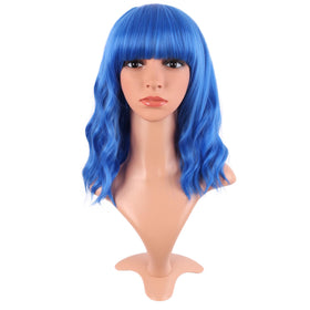 MapofBeauty front view blue bob wig showing style and easy wear benefits