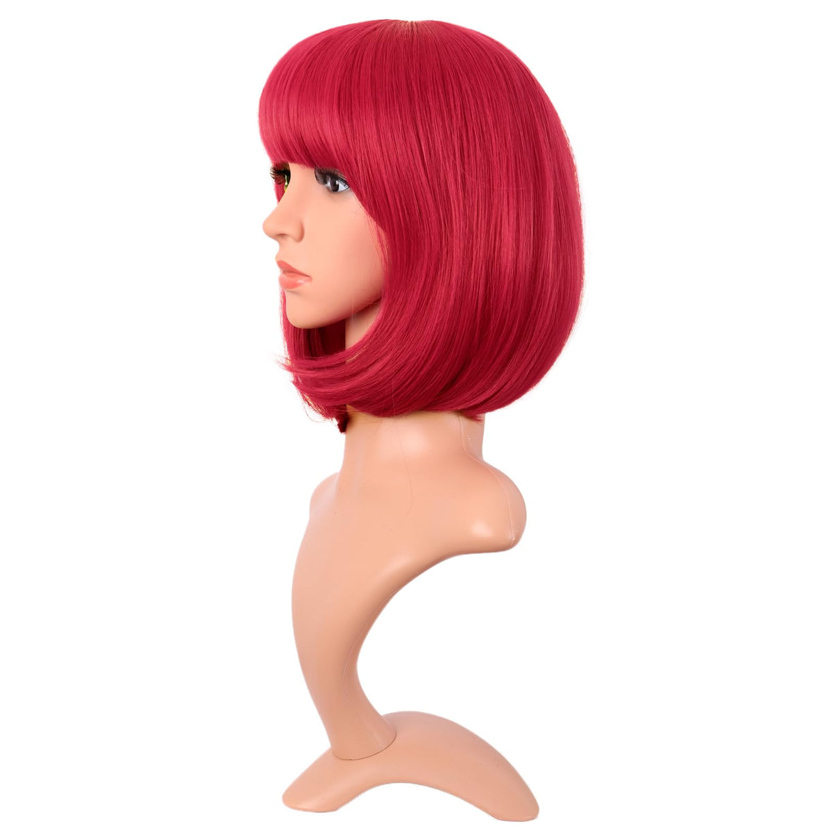 MapofBeauty model wearing the short red bob showing natural fit and everyday fashion versatility