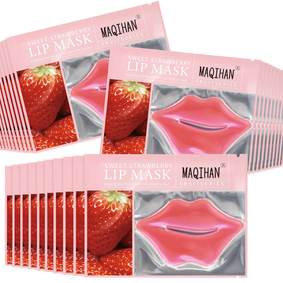 MAQIHAN front packaging showing 30 pink hydrogel lip patches and benefits