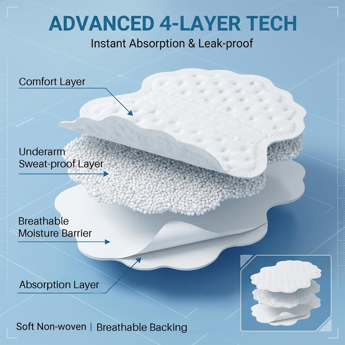 MAQIHAN pad texture and absorbent core demonstrating fast absorption