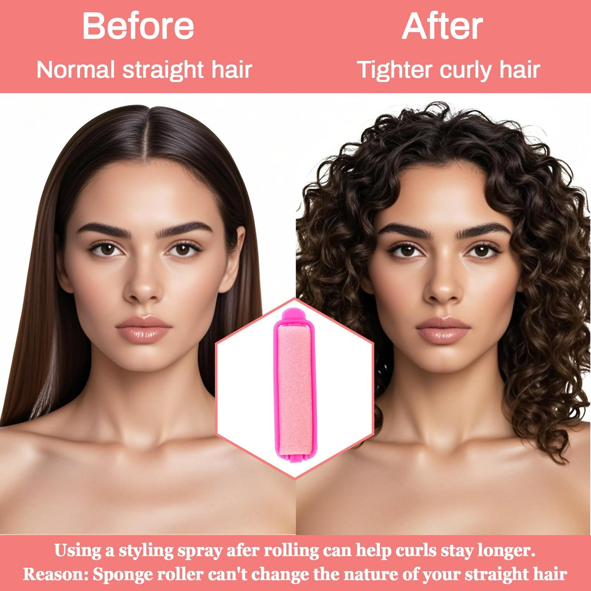 MAQIHAN rolled hair detail showing tight spiral curl definition after use