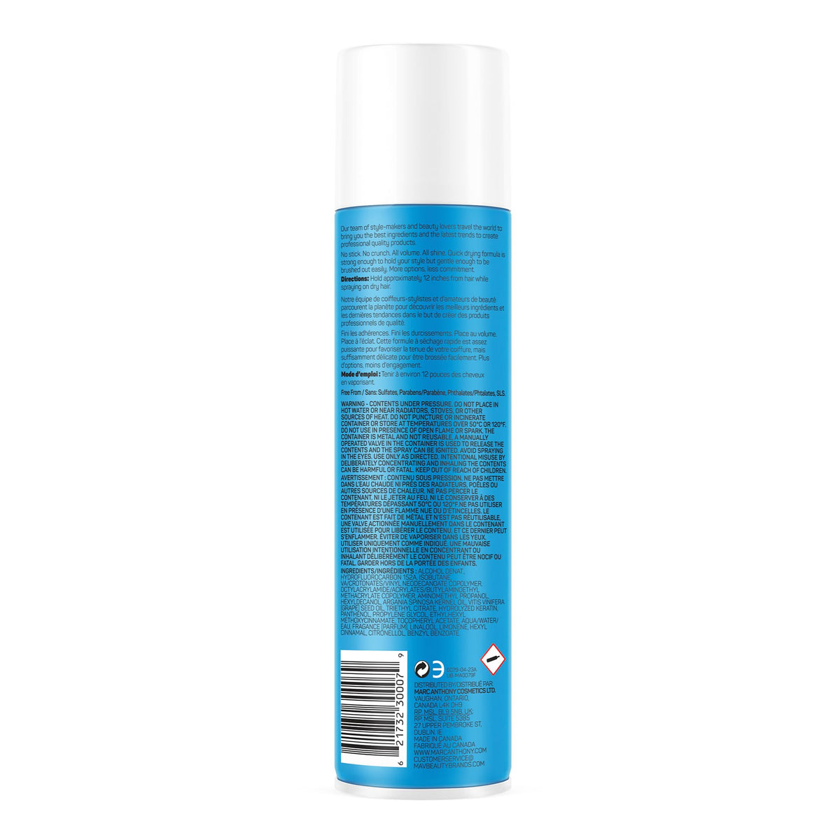 Marc Anthony hairspray on a vanity suggesting everyday salon-quality styling