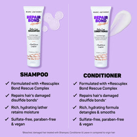 Marc Anthony conditioning application with hands demonstrating detangling and softness benefit