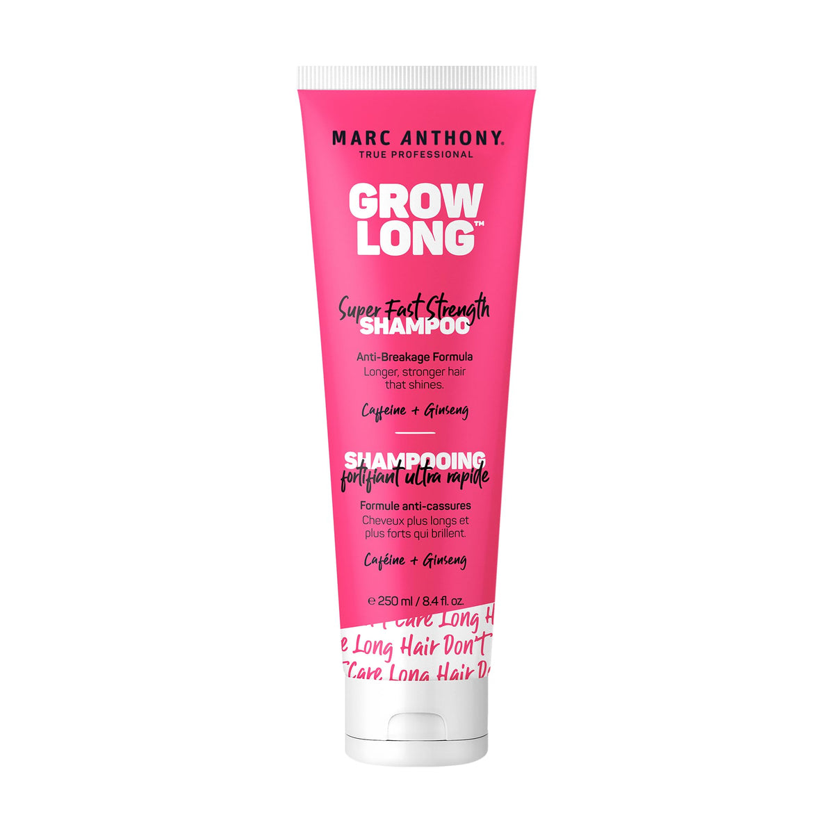Marc Anthony front bottle showing Grow Long shampoo label and benefits