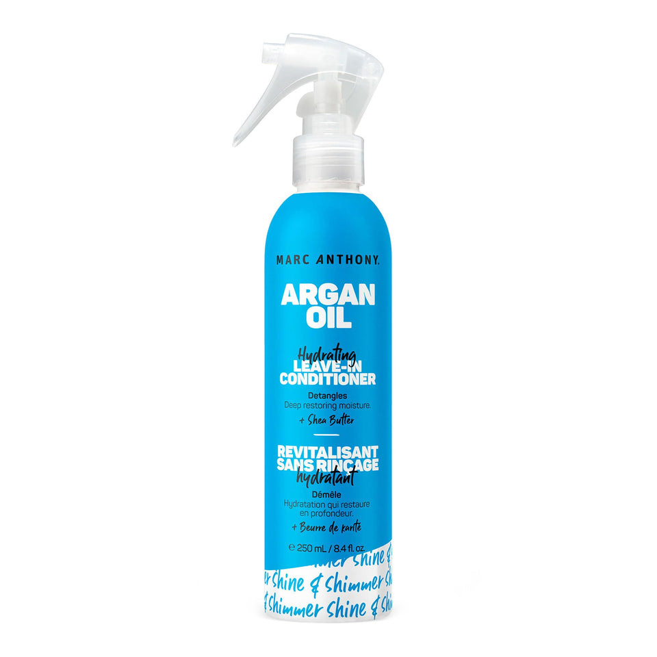 Marc Anthony front packaging showing argan leave-in conditioner and benefits