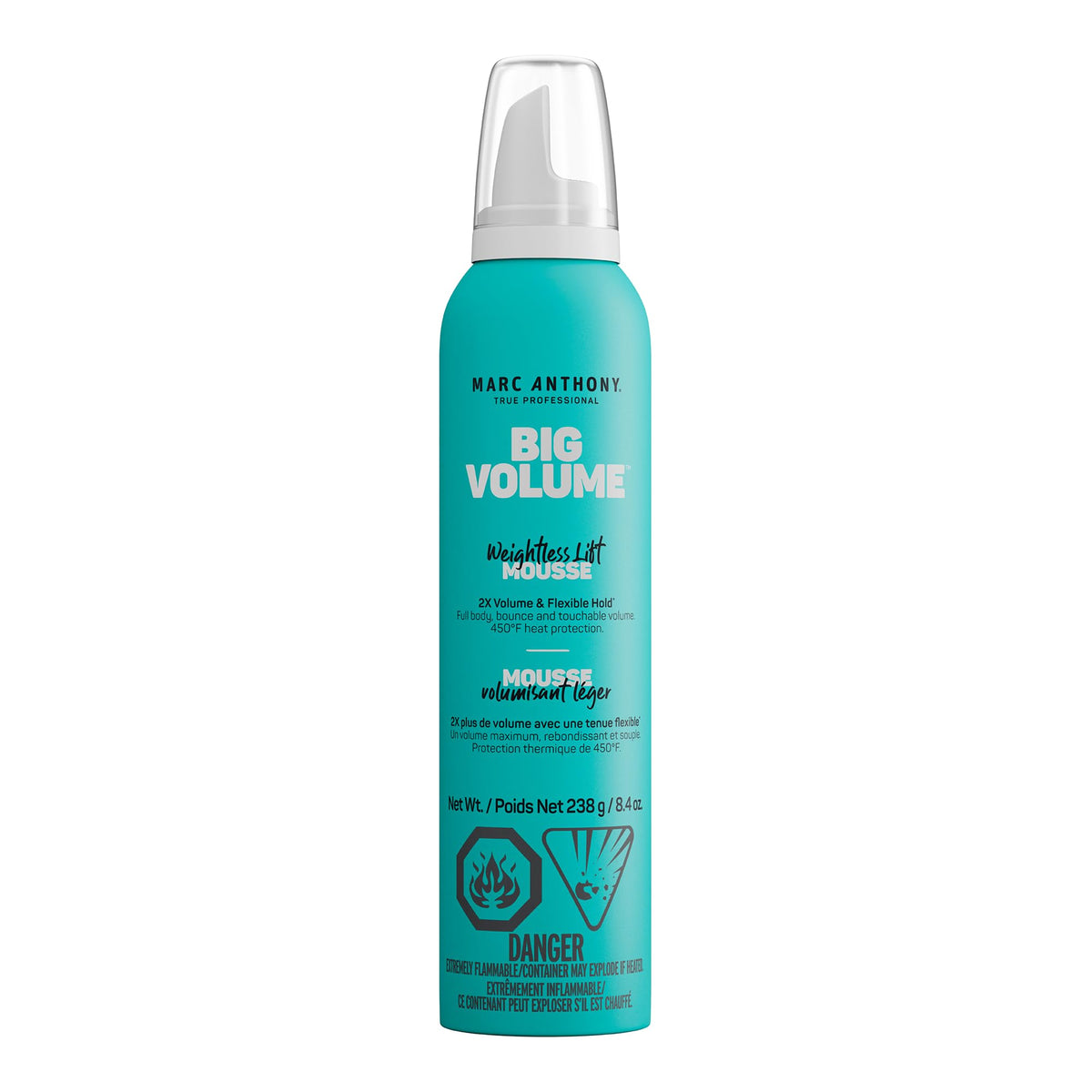 Marc Anthony front packaging showing big volume mousse benefit