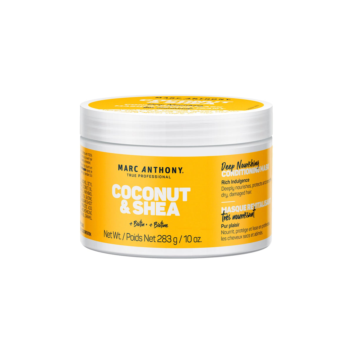 Marc Anthony front packaging showing 295 mL jar and coconut scent benefit