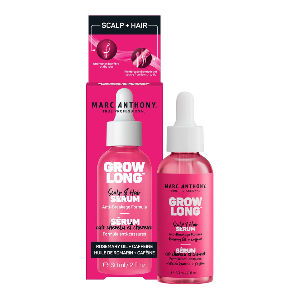 Marc Anthony front packaging showing the Grow Long serum and benefits