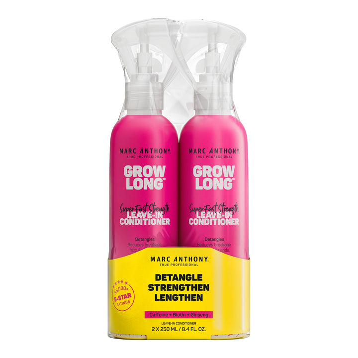 Marc Anthony front packaging showing grow long spray for easy detangling